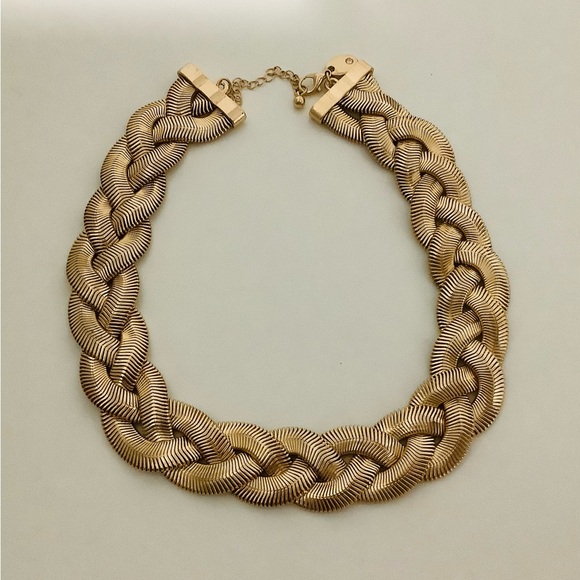Statement Textured Braided Collar Necklace in Gold Tone - Picture 2 of 8